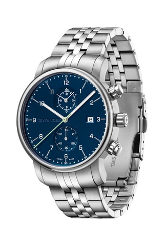 Montre à quartz en acier Urban Classic - Chronographe - Argenté et bleu