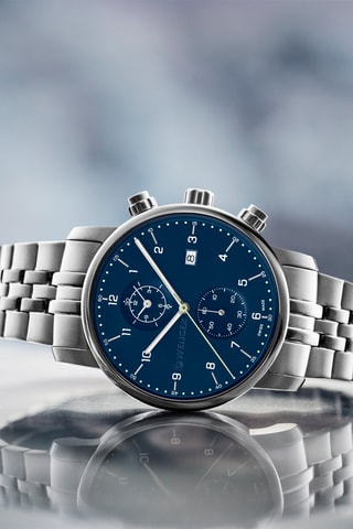 Montre à quartz en acier Urban Classic - Chronographe - Argenté et bleu