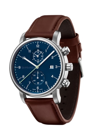 Leren Quartz Horloge Urban Classic - Chronograaf - Bruin en Zilverkleurig