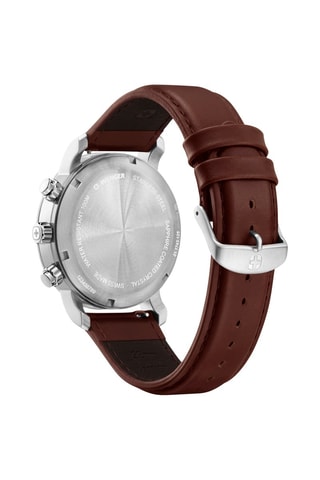 Leren Quartz Horloge Urban Classic - Chronograaf - Bruin en Zilverkleurig