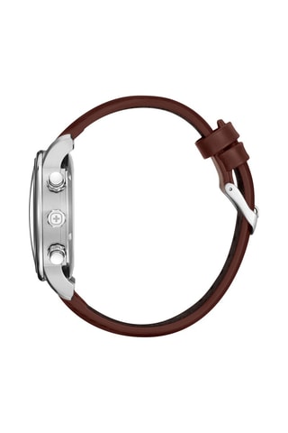 Leren Quartz Horloge Urban Classic - Chronograaf - Bruin en Zilverkleurig