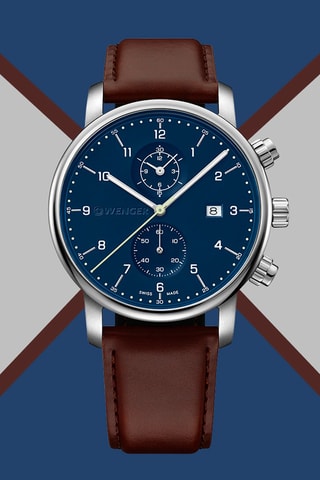 Leren Quartz Horloge Urban Classic - Chronograaf - Bruin en Zilverkleurig