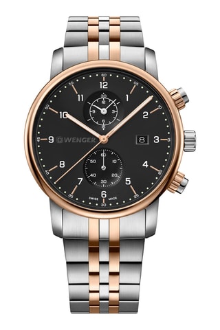 Stalen Quartz Horloge Urban Classic - Chronograaf - Zilverkleurig en Roségoudkleurig