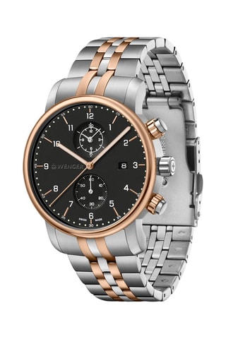 Stalen Quartz Horloge Urban Classic - Chronograaf - Zilverkleurig en Roségoudkleurig