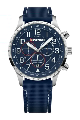 Silicone Quartz Horloge Attitude - Chronograaf - Marineblauw en Zilverkleurig