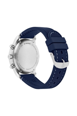 Silicone Quartz Horloge Attitude - Chronograaf - Marineblauw en Zilverkleurig