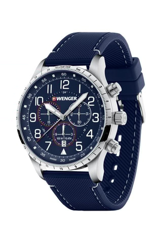 Silicone Quartz Horloge Attitude - Chronograaf - Marineblauw en Zilverkleurig