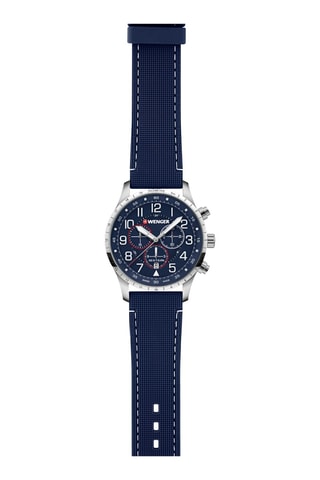 Silicone Quartz Horloge Attitude - Chronograaf - Marineblauw en Zilverkleurig