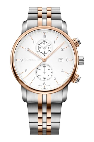 Stalen Quartz Horloge Urban Classic - Chronograaf - Zilverkleurig en Roségoudkleurig