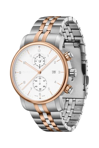 Stalen Quartz Horloge Urban Classic - Chronograaf - Zilverkleurig en Roségoudkleurig
