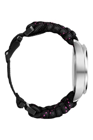 Nylon Quartz Horloge - Zwart en zilverkleurig