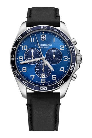 Leren Quartz Horloge - Tachymeter - Zwart en zilverkleurig