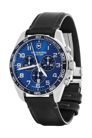 Leren Quartz Horloge - Tachymeter - Zwart en zilverkleurig