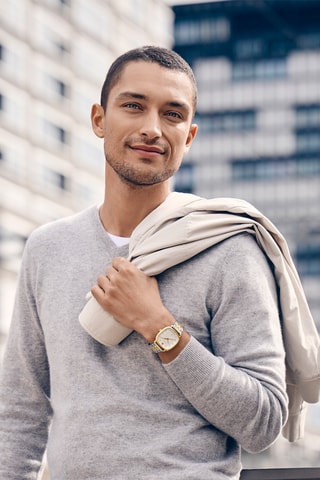 Roestvrijstalen Quartz Horloge - Zilverkleurig, goudkleurig en wit