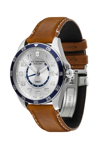 Leren Quartz Horloge - Bruin en blauw