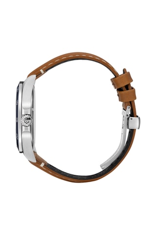 Leren Quartz Horloge - Bruin en blauw