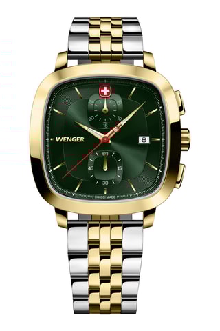 Roestvrijstalen Quartz Horloge - Chronograaf - Zilverkleurig, goudkleurig en groen 
