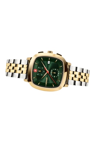 Roestvrijstalen Quartz Horloge - Chronograaf - Zilverkleurig, goudkleurig en groen 