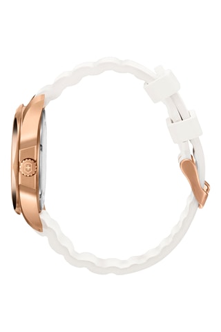 Natuurlijk Rubber en Doublé Goud pvd Quartz Horloge - Wit en Roségoudkleurig