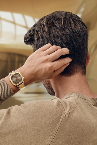 Roestvrijstalen Quartz Horloge - Chronograaf - Goudkleurig en grijs