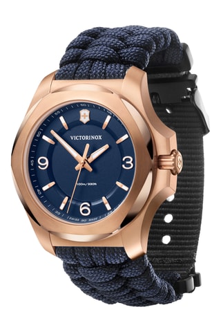 Nylon en Doublé Roségoud Quartz Horloge - Blauw en Goudkleurig