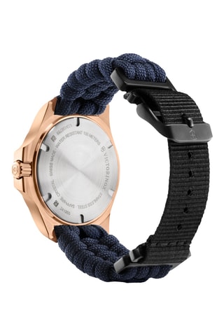 Nylon en Doublé Roségoud Quartz Horloge - Blauw en Goudkleurig