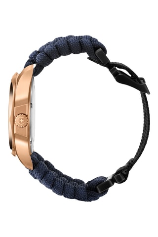 Nylon en Doublé Roségoud Quartz Horloge - Blauw en Goudkleurig