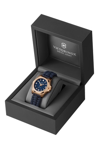 Nylon en Doublé Roségoud Quartz Horloge - Blauw en Goudkleurig
