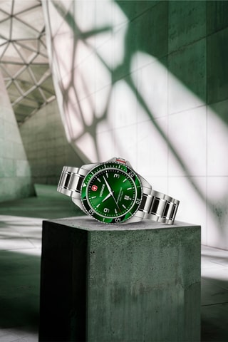 Roestvrijstalen Quartz Horloge - Zilverkleurig en Groen