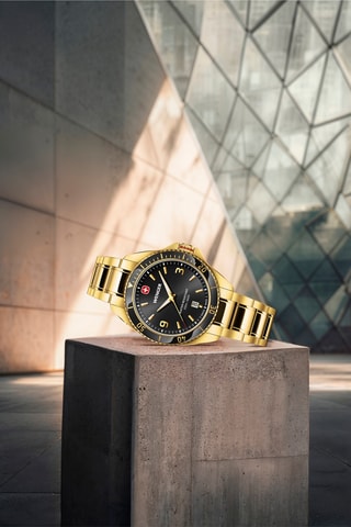 Roestvrijstalen Quartz Horloge - Goudkleurig en zwart