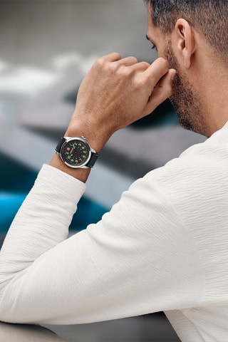 Leren Quartz Horloge - Zwart en Zilverkleurig