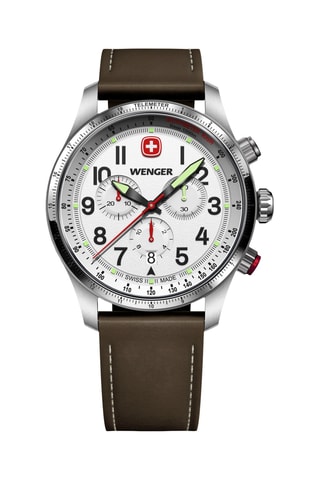 Leren Quartz Horloge - Chronograaf - Bruin en Zilverkleurig