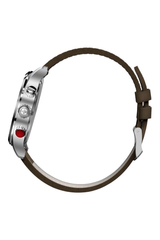 Leren Quartz Horloge - Chronograaf - Bruin en Zilverkleurig