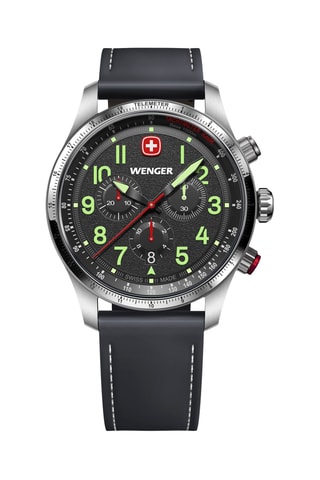 Leren Quartz Horloge - Chronograaf - Zwart en Zilverkleurig