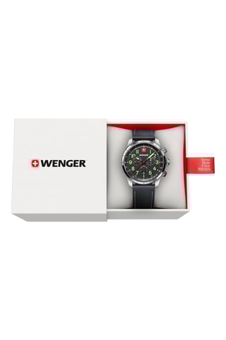 Leren Quartz Horloge - Chronograaf - Zwart en Zilverkleurig