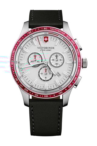 Leren Quartz Horloge - Tachymeter - Zwart en rood