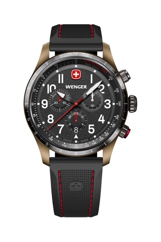Silicone Quartz Horloge - Chronograaf - Zwart en bronskleurig