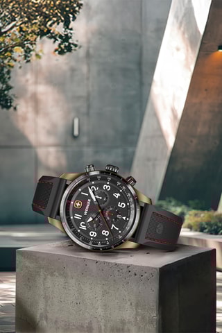 Silicone Quartz Horloge - Chronograaf - Zwart en bronskleurig