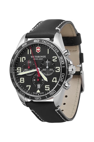 Leren Quartz Horloge - Tachymeter - Zwart