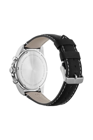Leren Quartz Horloge - Tachymeter - Zwart