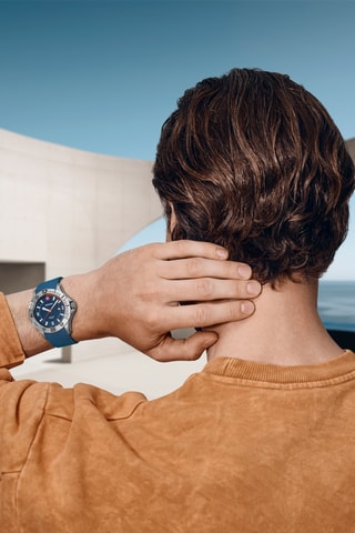 Silicone Quartz Horloge - Blauw en Zilverkleurig