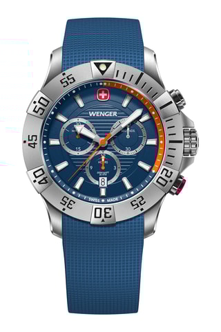 Silicone Quartz Horloge - Chronograaf - Blauw en Zilverkleurig