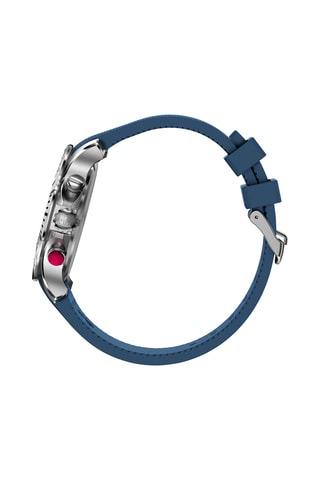 Silicone Quartz Horloge - Chronograaf - Blauw en Zilverkleurig