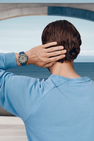 Silicone Quartz Horloge - Chronograaf - Blauw en grijs