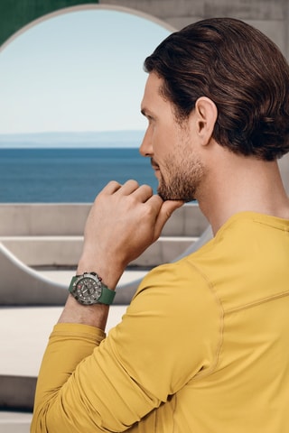 Silicone Quartz Horloge - Chronograaf - Groen en grijs