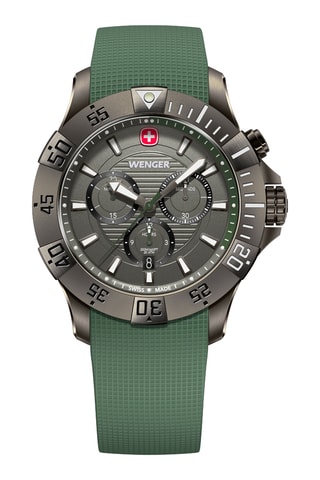 Silicone Quartz Horloge - Chronograaf - Groen en grijs