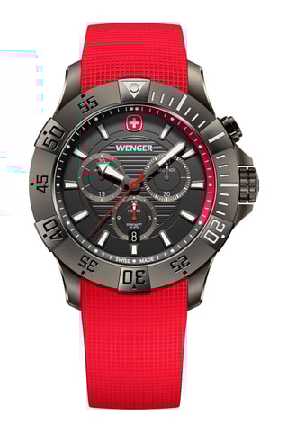 Silicone Quartz Horloge - Chronograaf - Rood en grijs