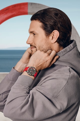 Silicone Quartz Horloge - Chronograaf - Rood en grijs
