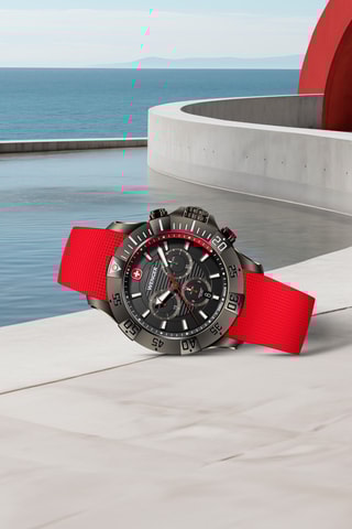 Silicone Quartz Horloge - Chronograaf - Rood en grijs