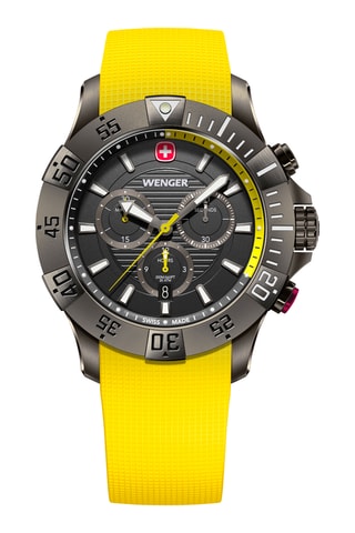 Silicone Quartz Horloge - Chronograaf - Geel en grijs